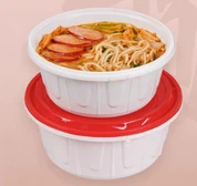 Kvaliteetne ühekordselt kasutatav paksendatud pandlaga ümmargune toidukarp kaasavõetavaks pakendamiseks