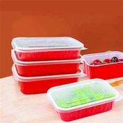 Ristkülikukujuline lainepapist toidukarp hingava augukattega